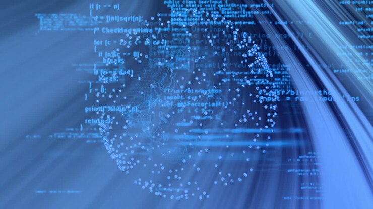 Animation of digital data processing over globe