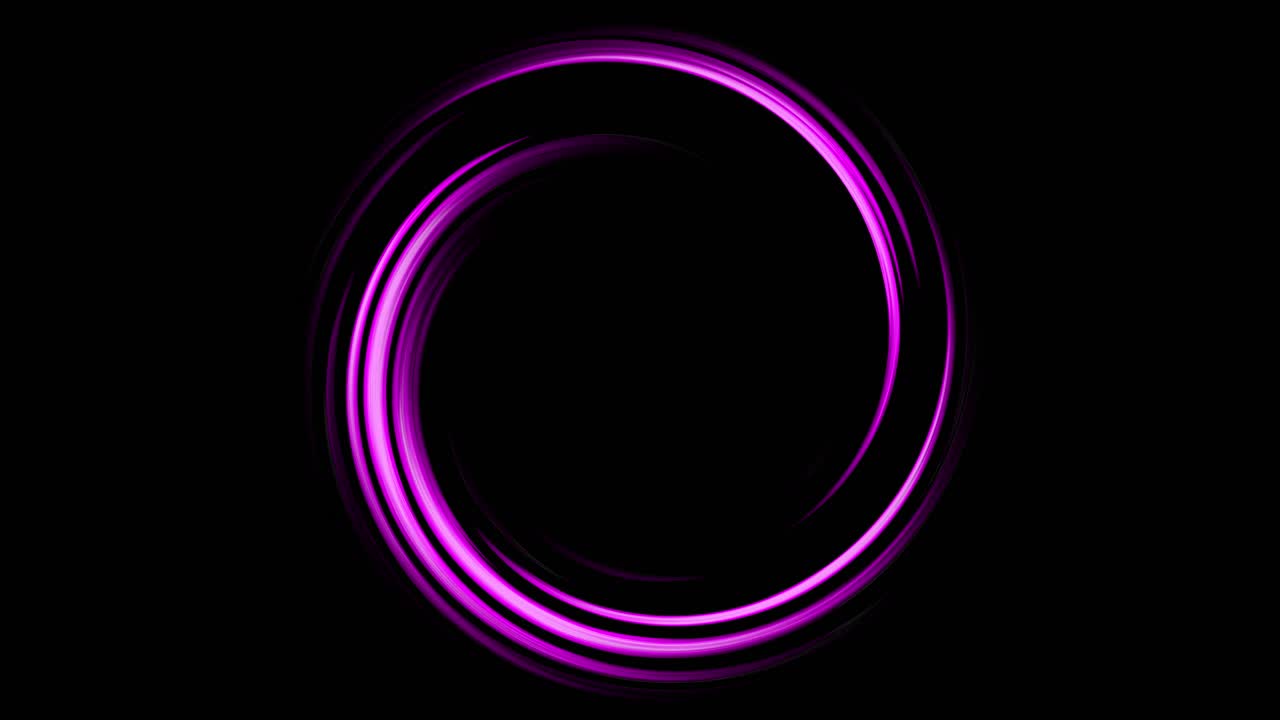 A neon circle rotating in black background. 2d animation