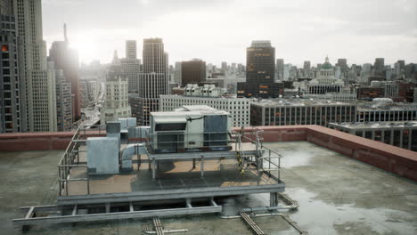 the roof of the building with ventilation hatchways