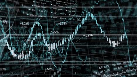 Animation-of-stock-market-display-with-numbers-and-graphs-on-black-background