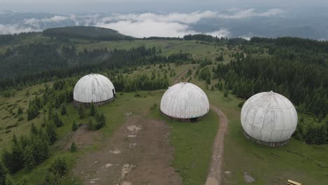 flying over abandoned ussr radar station in the carpathian mountains