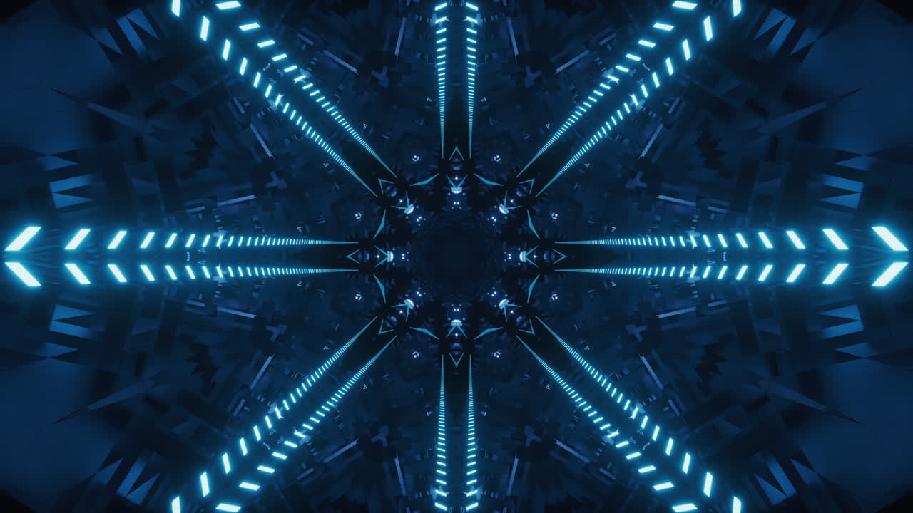 Abstract glowing neon tunnel, 3d rendering.