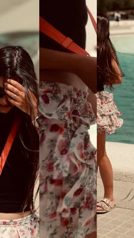 stylish woman in floral skirt