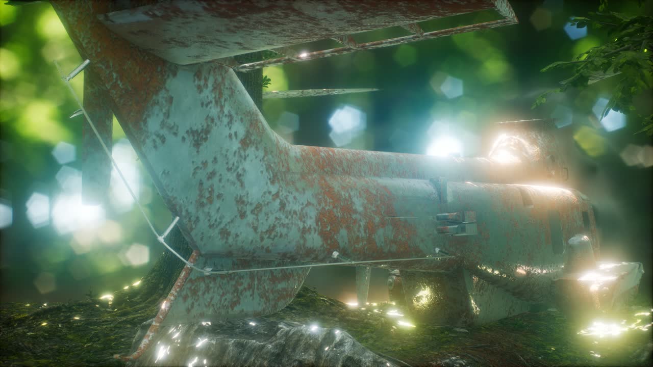 viejo helicóptero militar oxidado