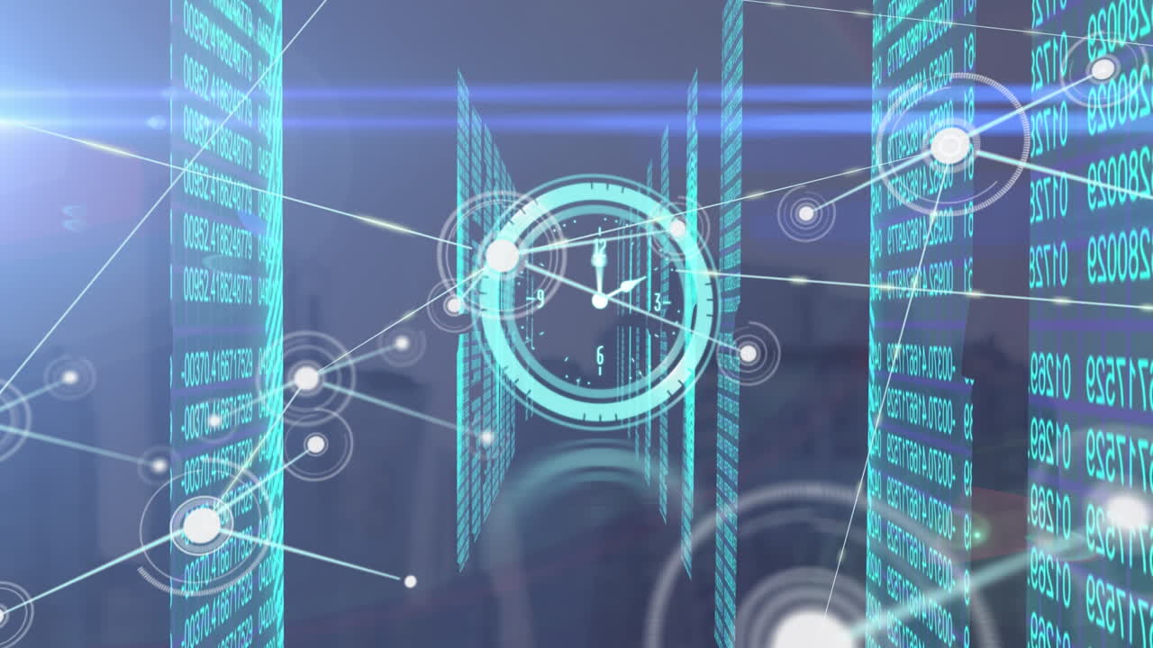 데이터 처리에 대한 아이콘과 연결 네트워크의 애니메이션