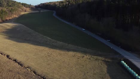 Disparo-De-Un-Dron-De-Un-Coche-Rápido-Conduciendo-Por-Un-Bosque