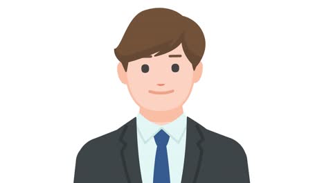 색 배경에 고립 된 웃는 사업가