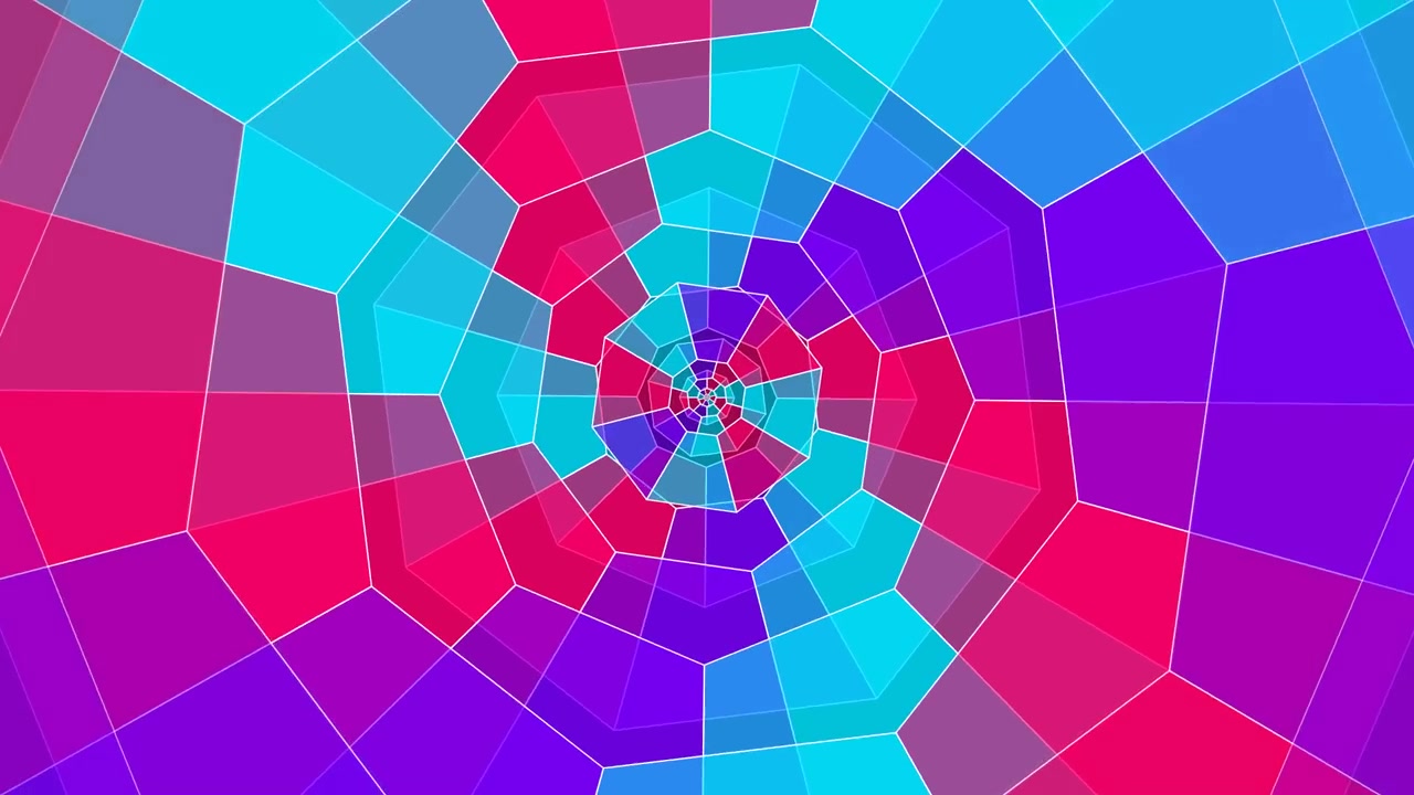 Abstract Rotating Spiral Pattern with Geometric Shapes