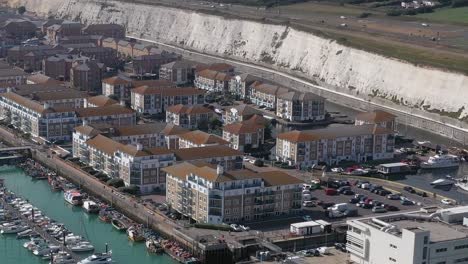 aerial view of luxury apartments on the strand, brighton marina, southern uk.