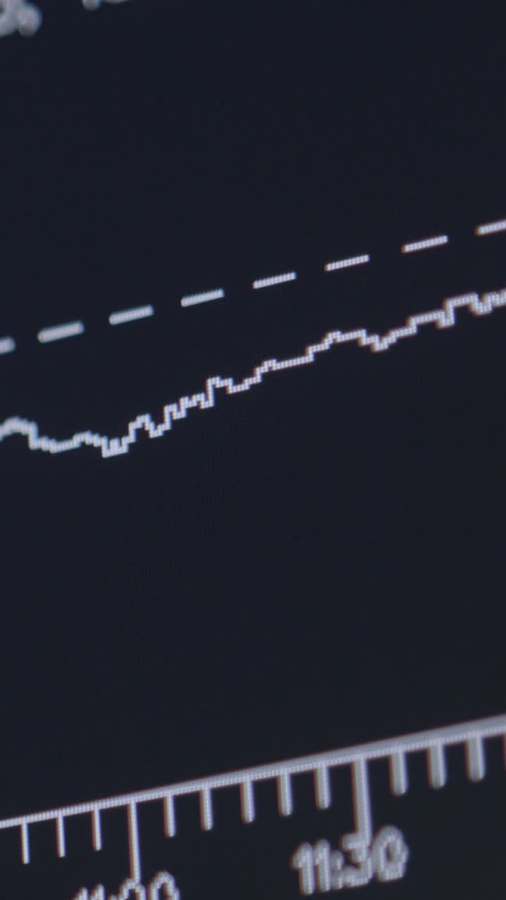 Closeup of stock market chart with rising trend, financial focus