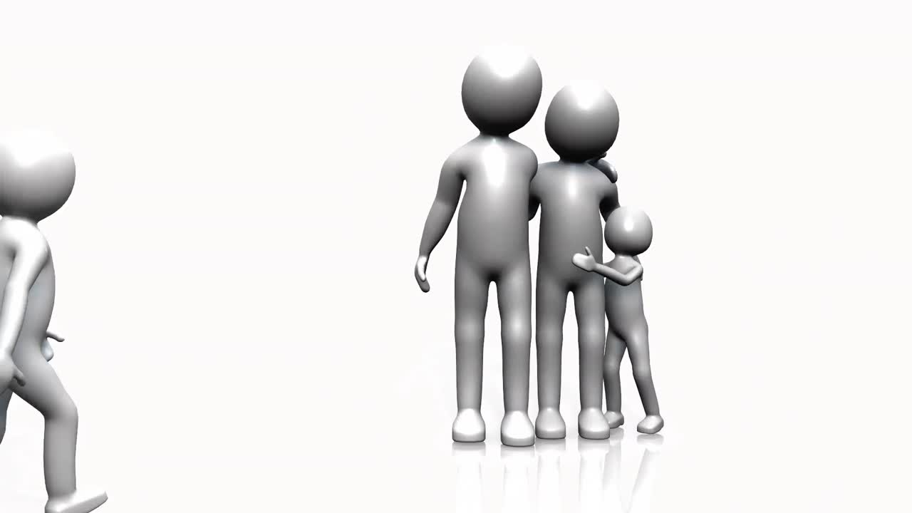 행복한 3d 가족의 초상화