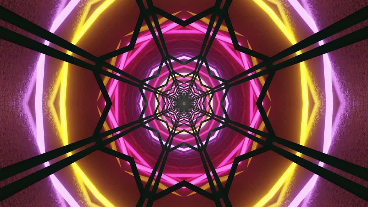 Una gamma accattivante di modelli geometrici colorati si sposta e ruota continuamente, creando un ipnotico effetto caleidoscopico che esalta qualsiasi display digitale con la sua energia vibrante