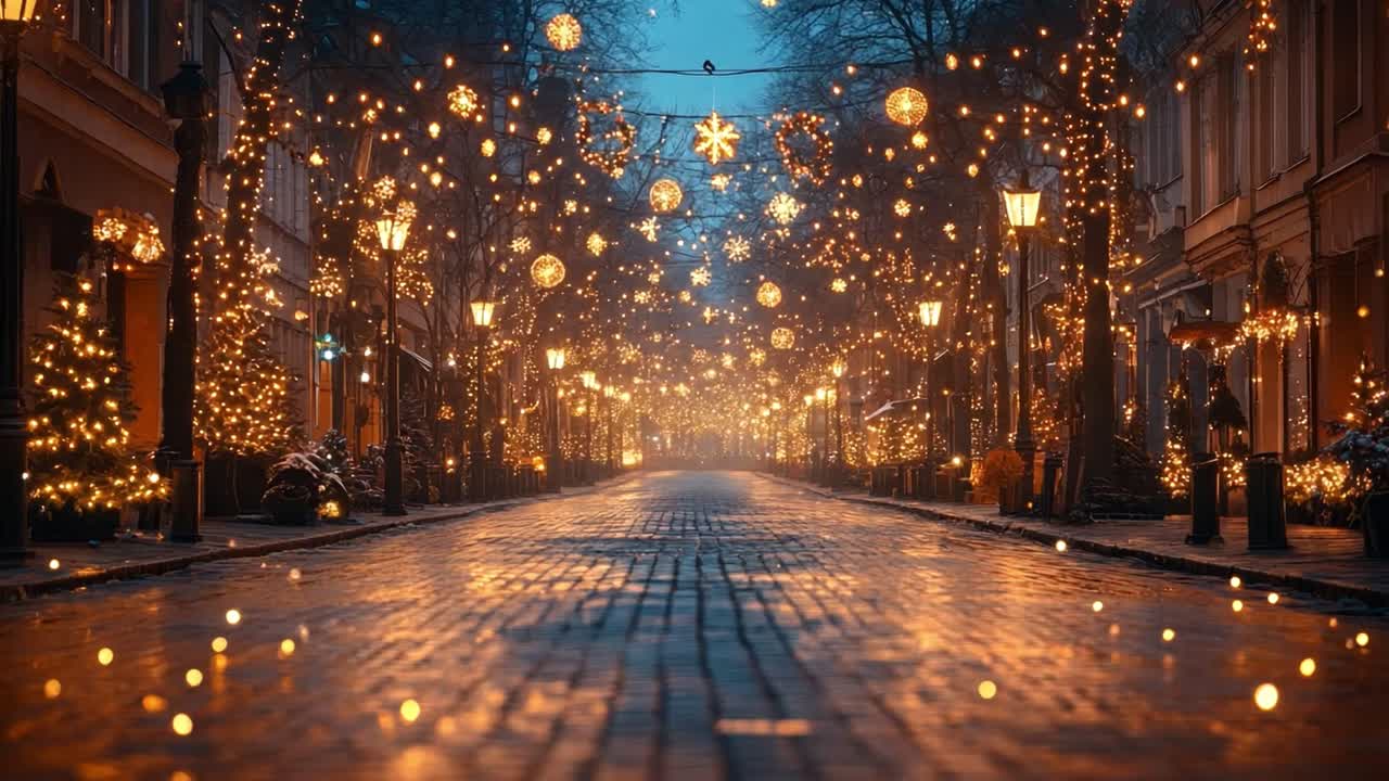 Christmas Street with Lights
