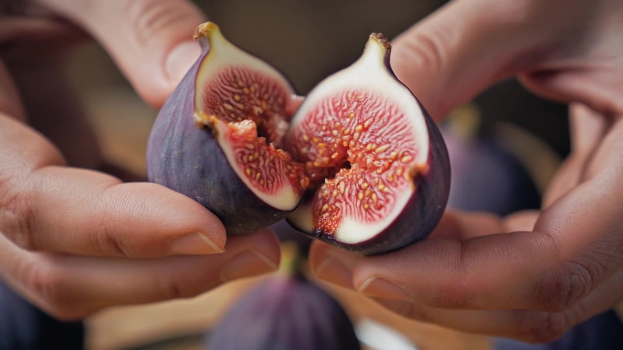 Bàn tay mở quả sung tươi chín