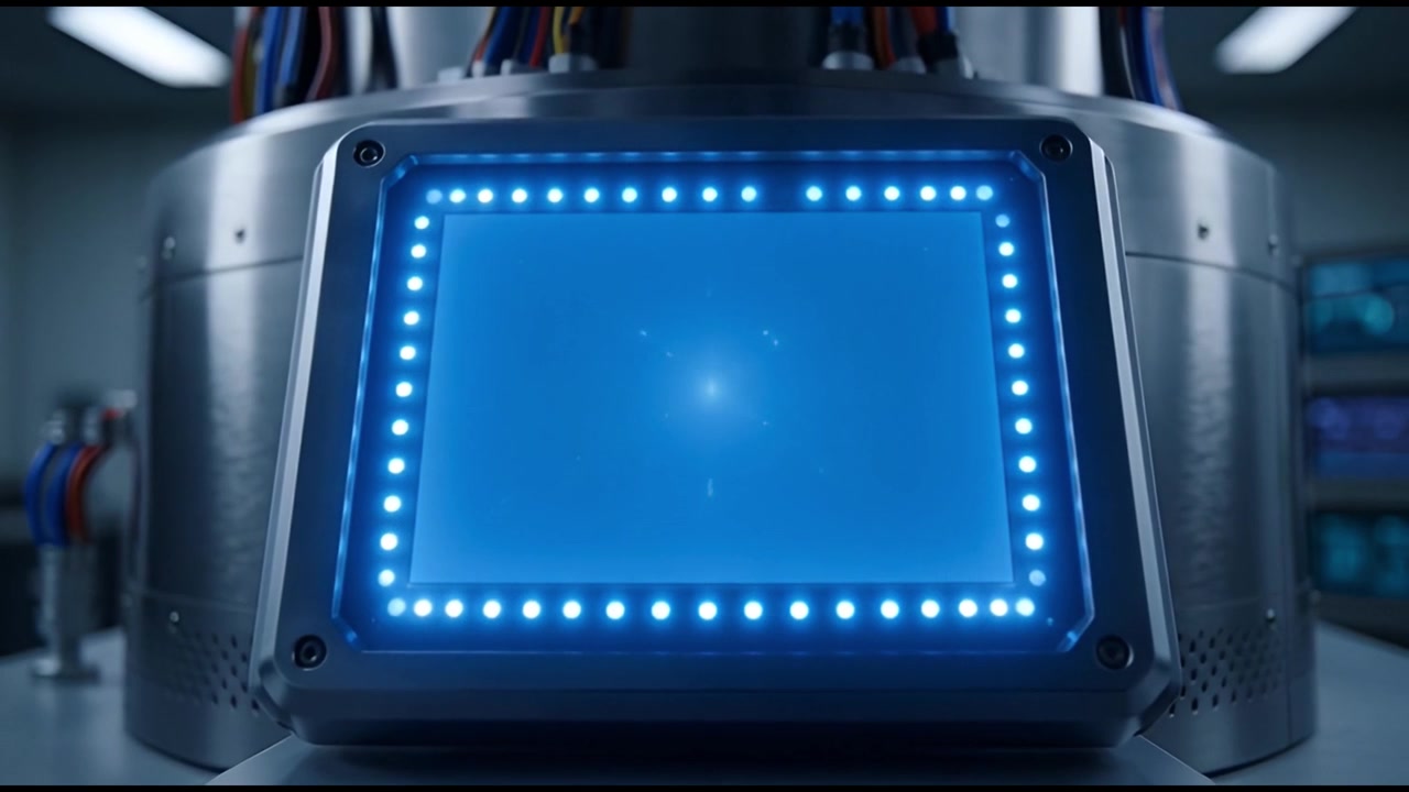Schermo con tecnologia avanzata con luci LED blu che si attivano