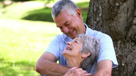 senior couple relaxing in the park together