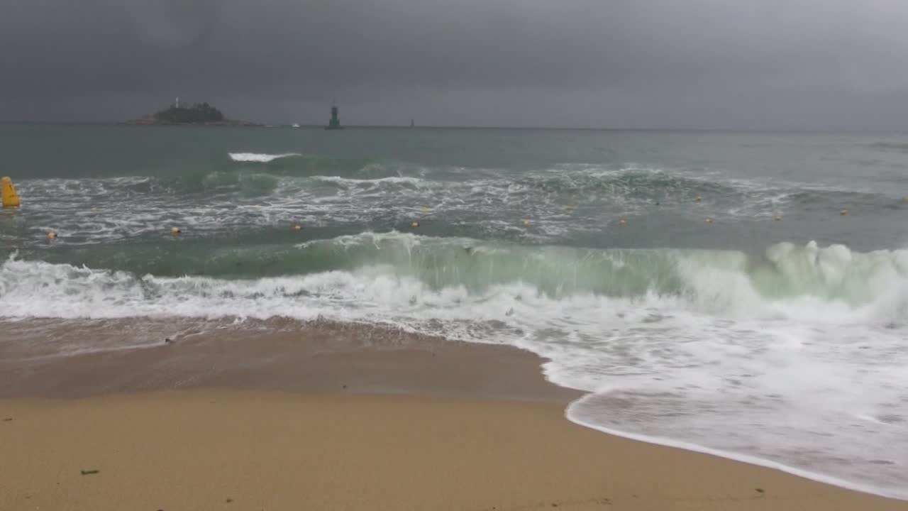 Rain at the beach with waves Sokcho, South Korea