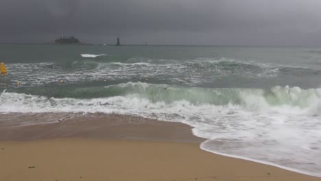 rain at the beach with waves sokcho, south korea
