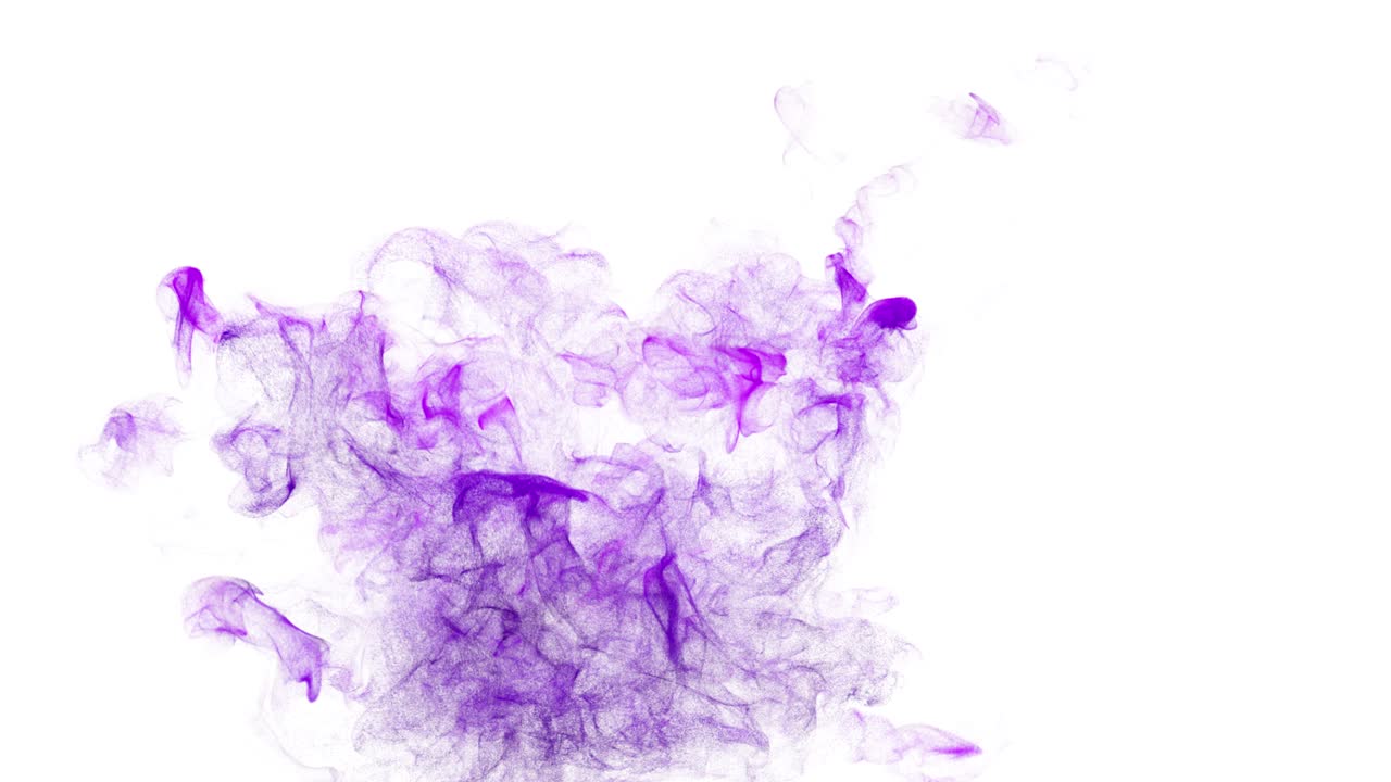 tinta de partícula. tinta azul 3d inyectada en agua sobre fondo blanco con luma matte como canal alfa. efecto de tinta con pluma de tinta masiva. puffs de pintura bajo el agua para efectos o fondo brillante.