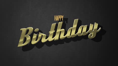 golden happy birthday text on black background