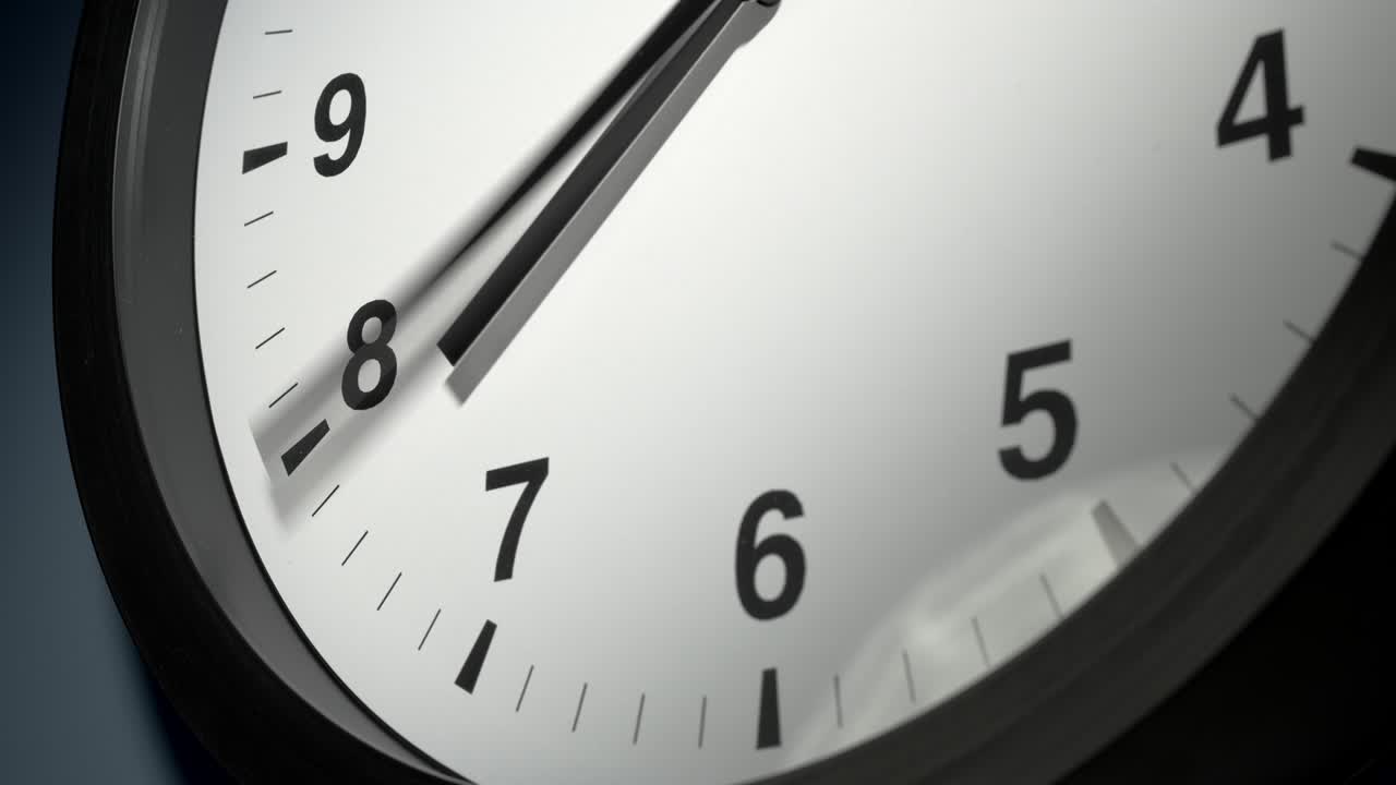 Clock Face on Dark Blue Wall in Time Lapse