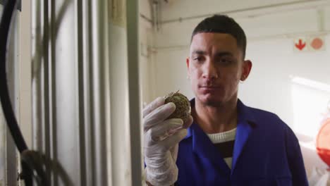 hombre de raza mixta trabajando en una fábrica