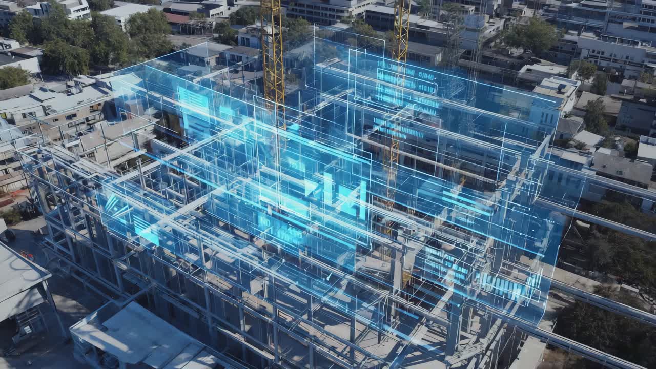 Digital Overlay of Building Model on a Modern Construction Site
