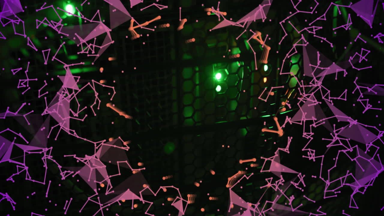 animación de conexiones y procesamiento de datos a través de servidores informáticos