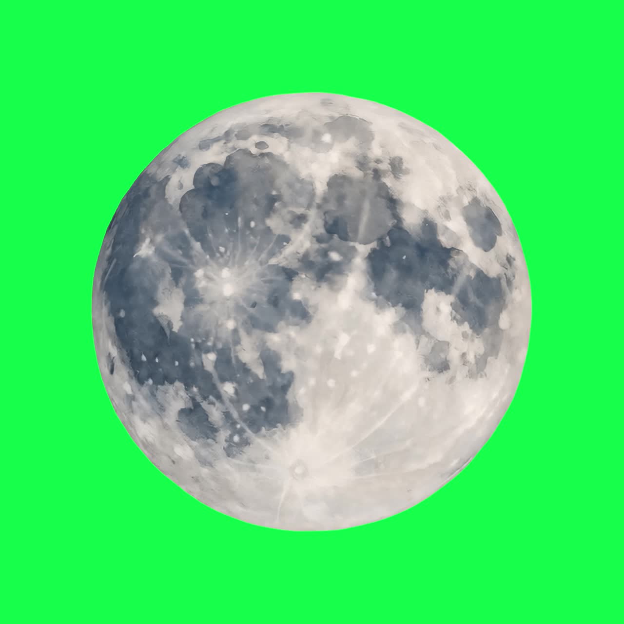Lunar surface animation, transparent 4K video, green screen