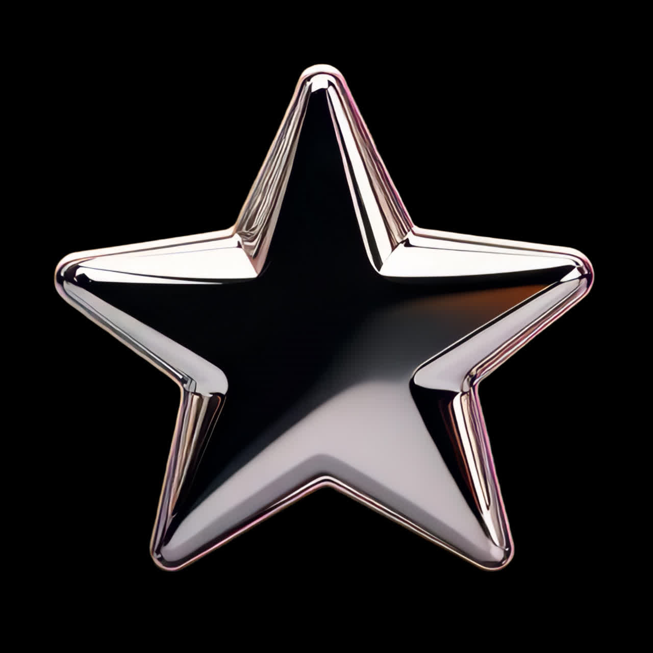 3d chrome star animation isolated asset, transparent 4K video, alpha channel, ProRes 4444