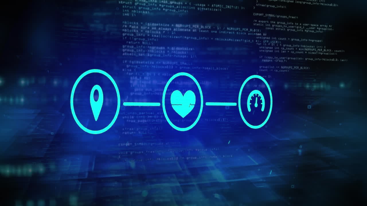 루핑 컴퓨터 언어를 통해 렌즈 플레어와 함께 아이콘의 흐름 차트의 애니메이션