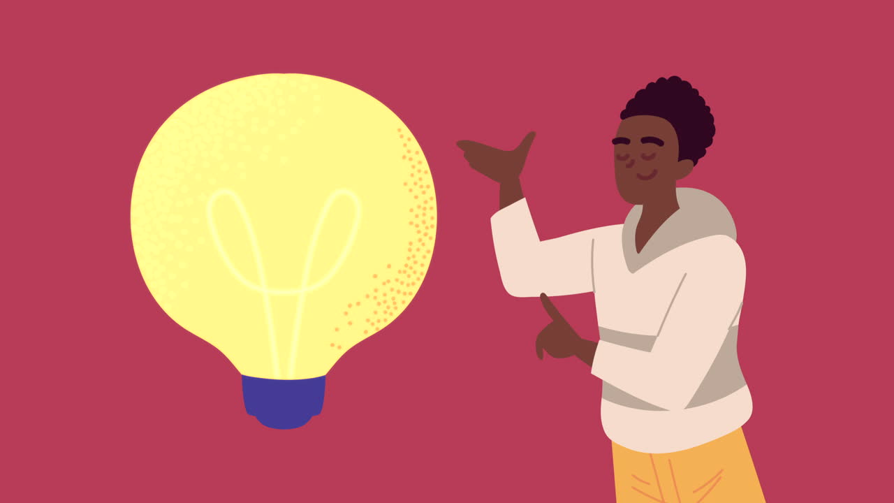 hombre afro con animación de personajes de bulbo