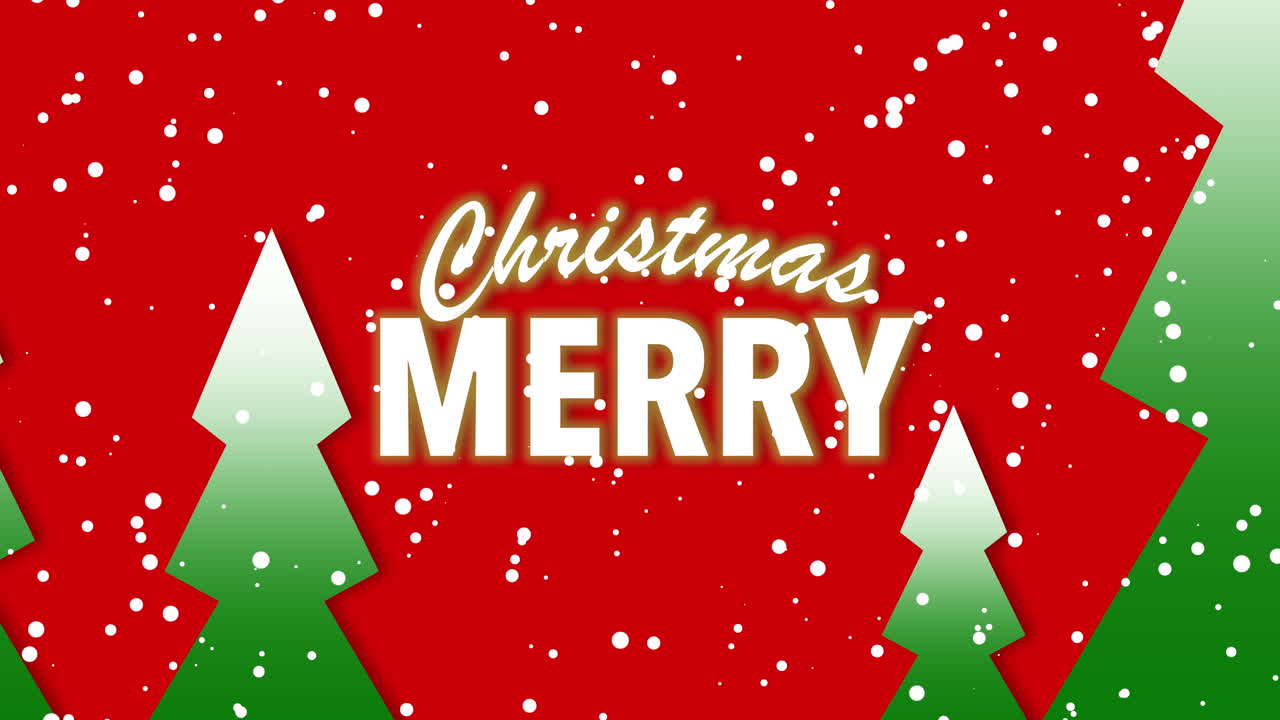 숲에서 날아다니는 눈과 크리스마스 나무와 함께 즐거운 크리스마스