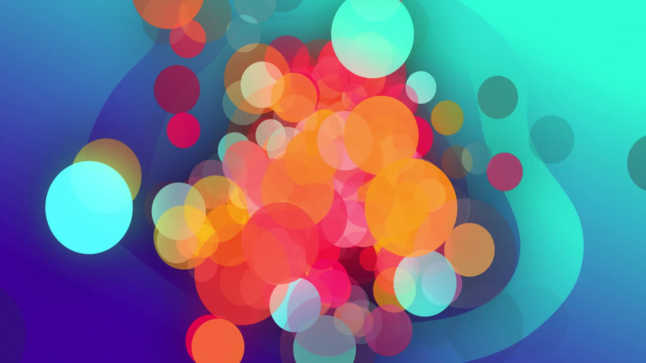 Animation of vibrant light spots moving on blue background