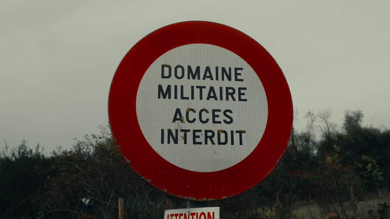 French Military Area Access Forbidden Sign