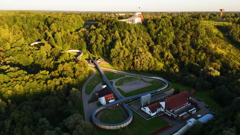 aerial view of bobsleigh track in sigulda, latvia