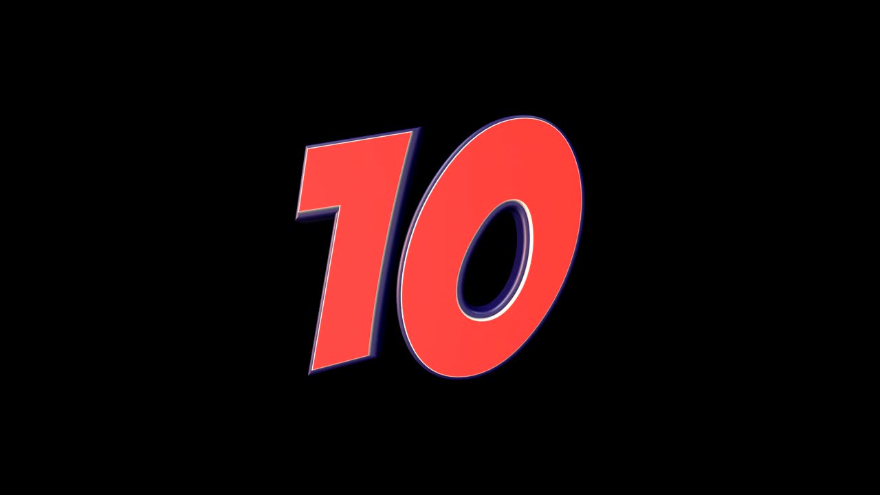 10, diez, número número cómico, con alfa mate, bucle