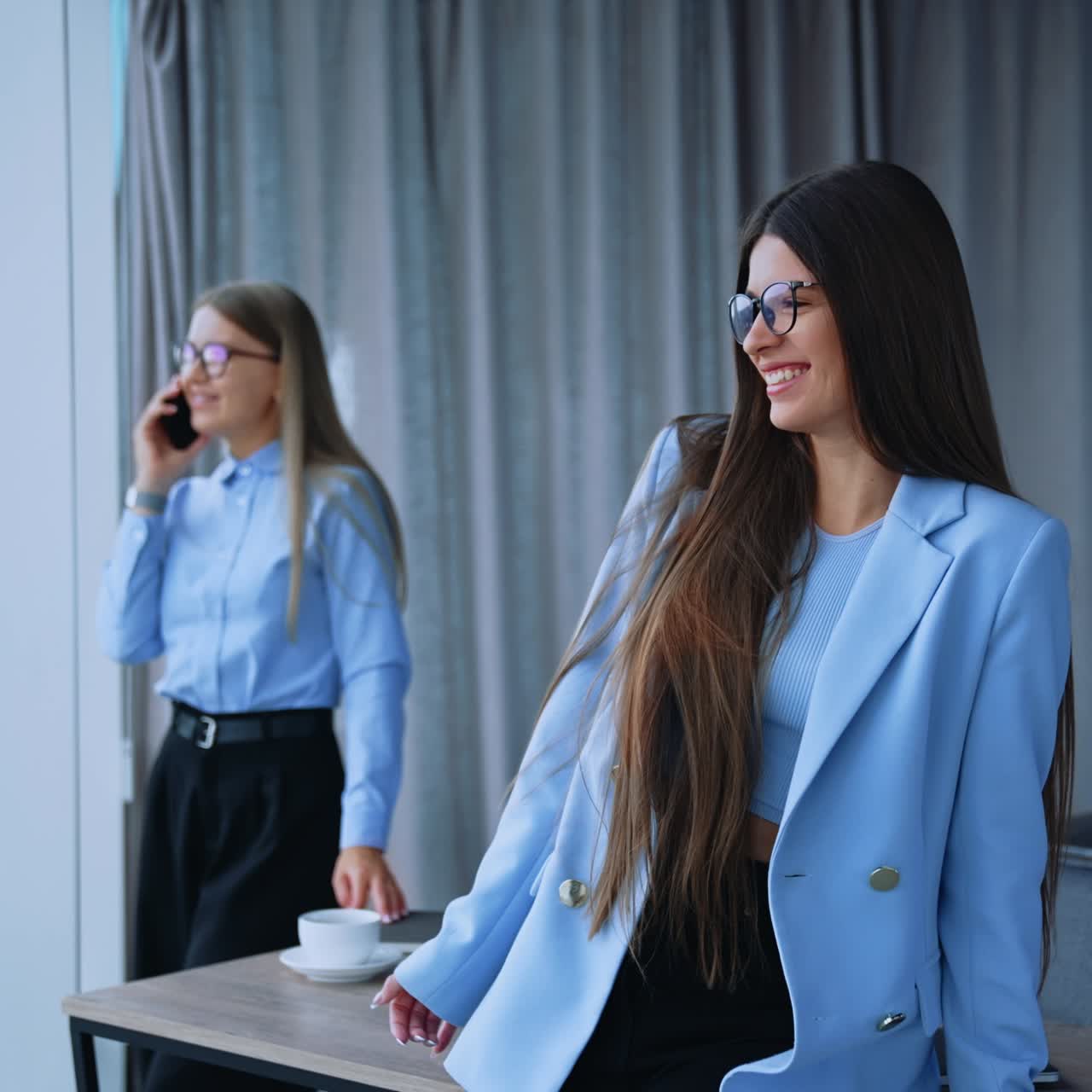 Attractive successful young businesswoman. Pretty ladies manager working at office