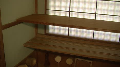 shelves and utensils in a japanese teahouse