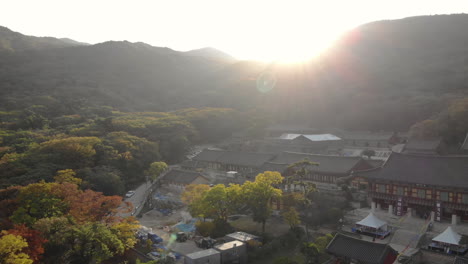 aerial shot of meobeosa temple in busan, south korea