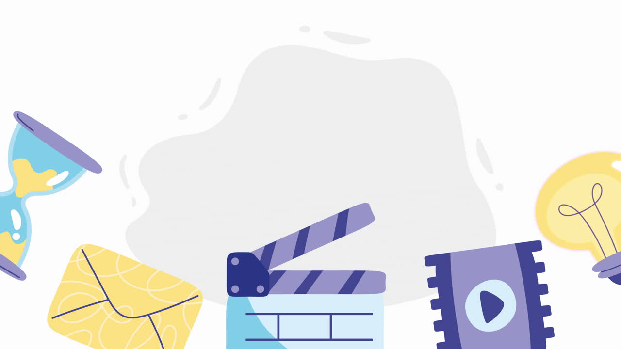 clapperboard con animazione a nastro e busta