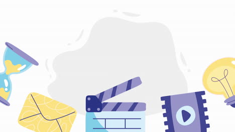 clapperboard con animación de cinta y sobre