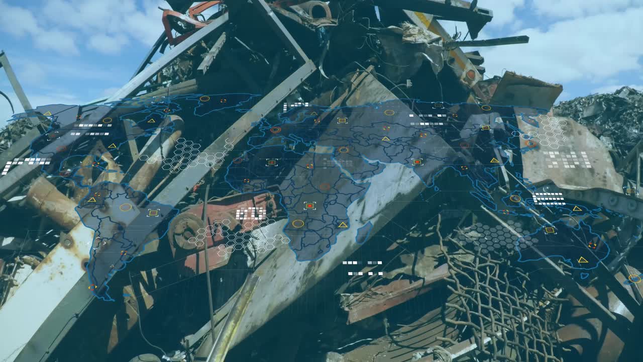 animación del procesamiento de datos financieros sobre tierras baldías.