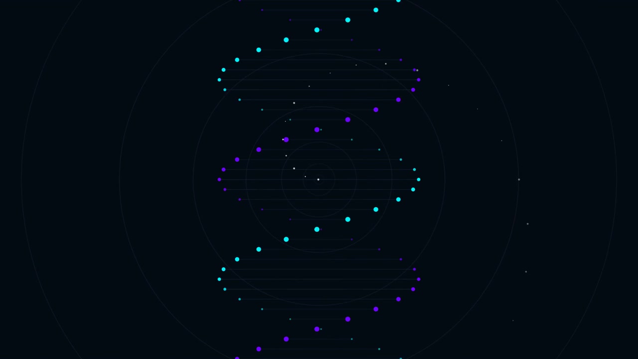 Abstract Rotating DNA Helix Animation with Glowing Particles