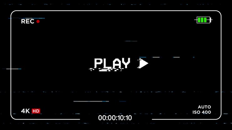 Schermata di Riproduzione Videocamera VHS Retrò con Effetto Glitch