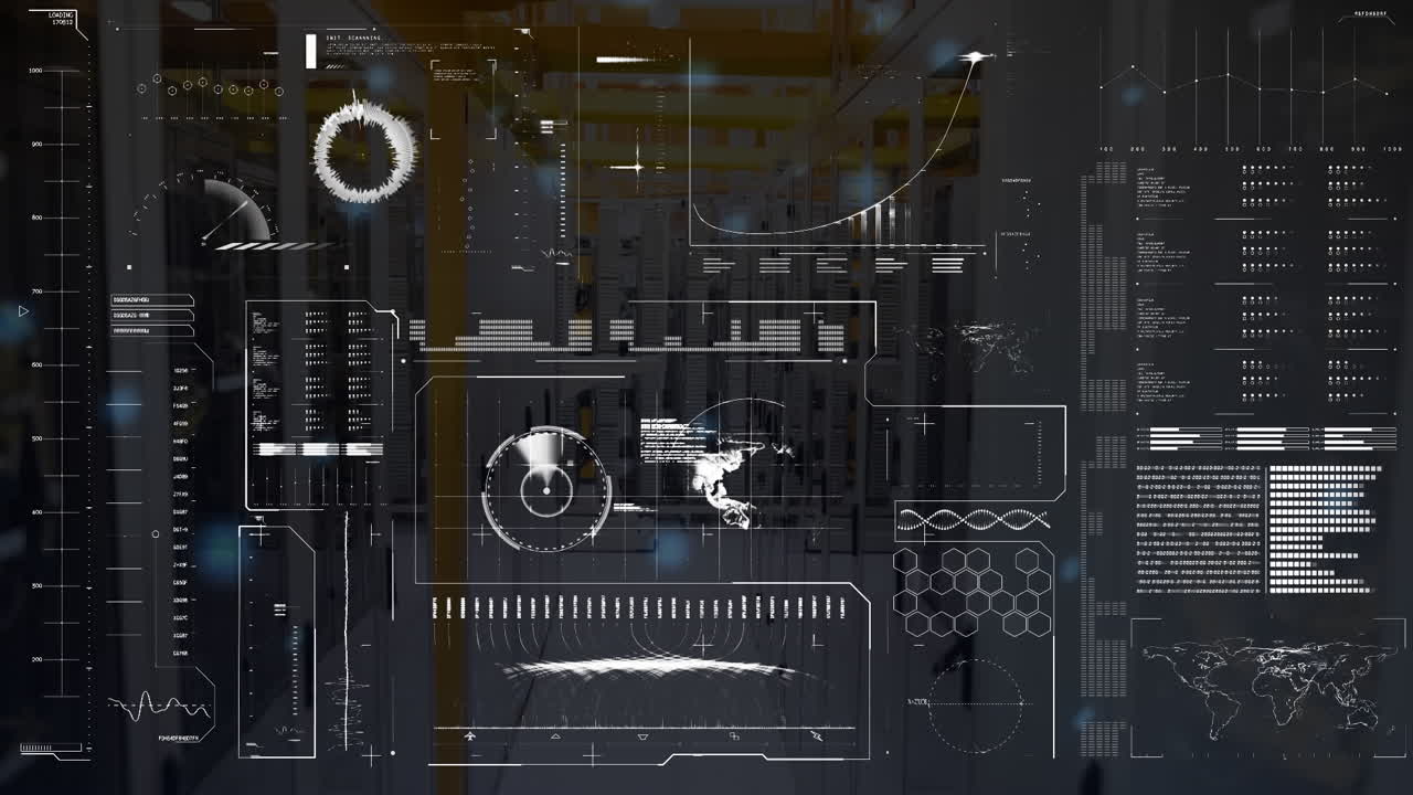 Animation of data processing over server room