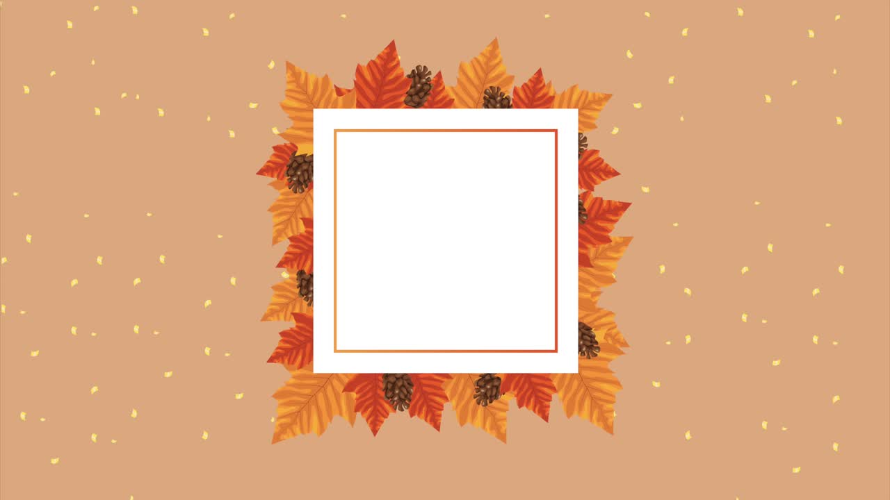 autumn season square frame animation