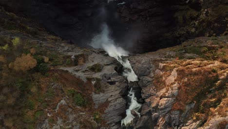 dronefootage og the beautiful waterfall månafossen in norway