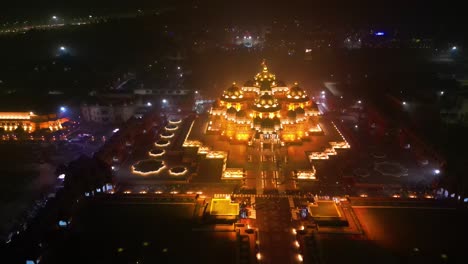 Swaminarayan-Akshardham-Mandir-In-Neu-Delhi,-Luftaufnahme