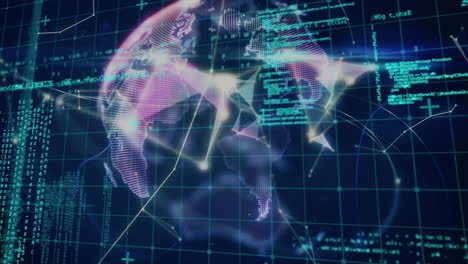 animation of globe network of connections over data processing